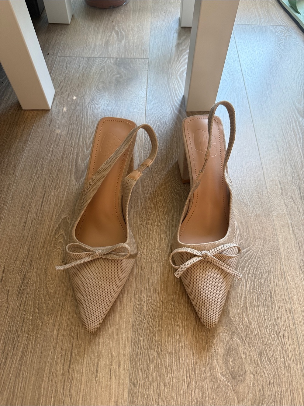 Women's Slingback Pointed-Toe Heels in Beige